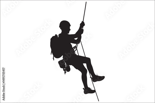 Mountain Climbing & Rappelling Silhouettes – Extreme Sports Vector Icons.