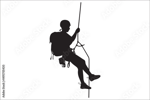 Mountain Climbing & Rappelling Silhouettes – Extreme Sports Vector Icons.