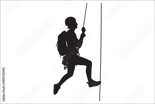Mountain Climbing & Rappelling Silhouettes – Extreme Sports Vector Icons.