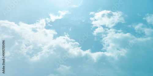 Sunny sky blue light watercolor background. Aquarelle painting brush effect card paper textured canvas cloudy smoke space for text, entertaining card, template. aquamarine color graphics illustration