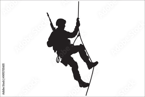 Mountain Climbing & Rappelling Silhouettes – Extreme Sports Vector Icons.