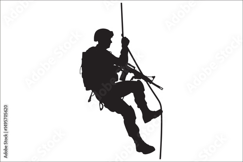 Mountain Climbing & Rappelling Silhouettes – Extreme Sports Vector Icons.