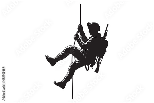 Mountain Climbing & Rappelling Silhouettes – Extreme Sports Vector Icons.