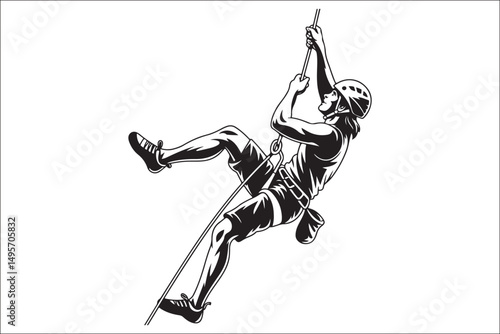 Mountain Climbing & Rappelling Silhouettes – Extreme Sports Vector Icons.