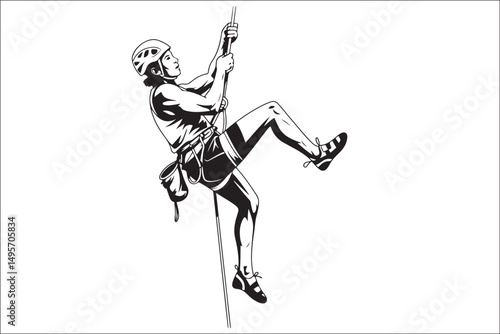 Mountain Climbing & Rappelling Silhouettes – Extreme Sports Vector Icons.