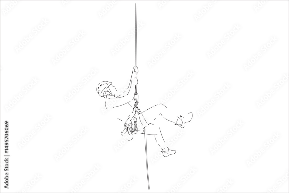 Obraz premium Mountain Climbing & Rappelling Silhouettes – Extreme Sports Vector Icons.