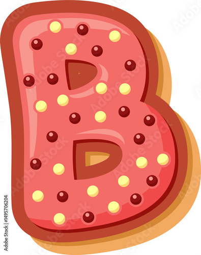 High-quality PNG of the letter B in a cute cartoon donut style. Perfect for kids’ projects, cards, party decor, and digital crafts.