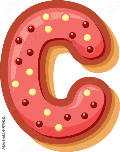 High-quality PNG of the letter C in a cute cartoon donut style. Perfect for kids’ projects, cards, party decor, and digital crafts.