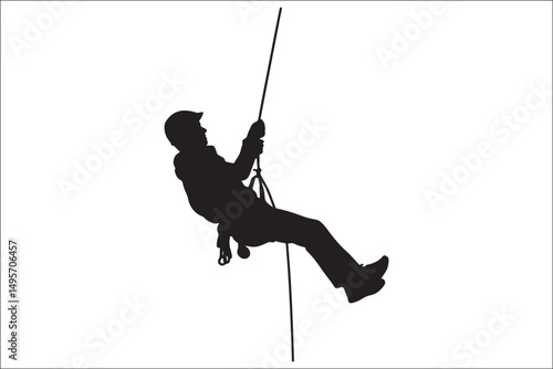 Mountain Climbing & Rappelling Silhouettes – Extreme Sports Vector Icons.