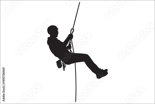 Mountain Climbing & Rappelling Silhouettes – Extreme Sports Vector Icons.