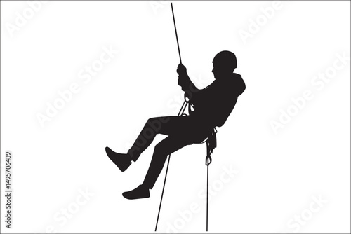 Mountain Climbing & Rappelling Silhouettes – Extreme Sports Vector Icons.