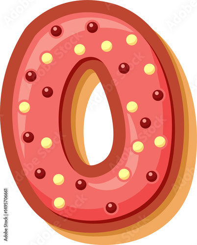 High-quality PNG of the letter O in a cute cartoon donut style. Perfect for kids’ projects, cards, party decor, and digital crafts.