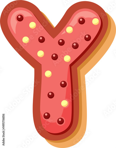 High-quality PNG of the letter Y in a cute cartoon donut style. Perfect for kids’ projects, cards, party decor, and digital crafts.