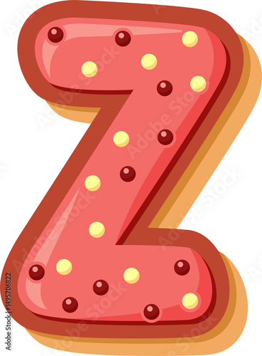 High-quality PNG of the letter Z in a cute cartoon donut style. Perfect for kids’ projects, cards, party decor, and digital crafts.