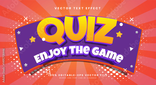 Quiz game 3d editable Text Effect Template suitable for Cartoon Comic Style