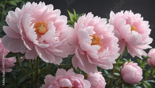 Soft pink peony blossoms, lush and elegant floral scene, floral, invitation, garden