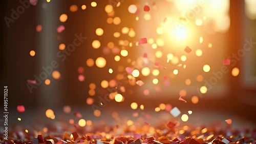 Golden Hour Confetti Celebration A Stunning Visual of Falling Confetti