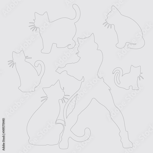 Vectorize silhouette cat for design.