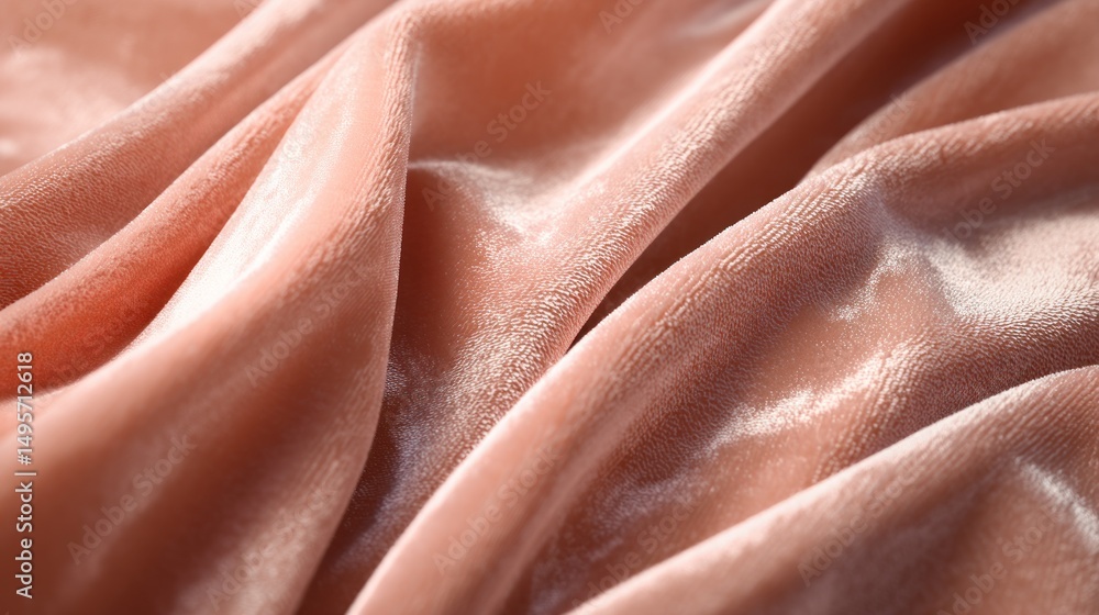 Fototapeta premium Peach Velvet Fabric Texture: Luxurious Softness