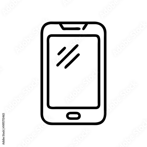 Line art illustration of smartphone mockup in minimalist design  