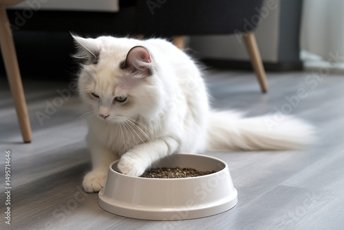 Playful Paws Fluffy Cat’s Mealtime Fun