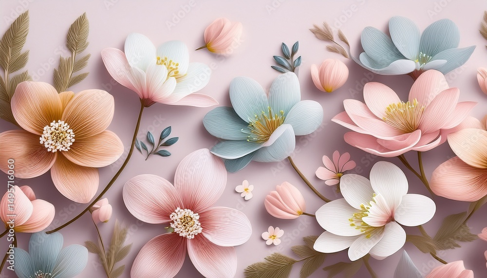 subtle floral motif pastel hues delicate repeat spring flowers quiet subtle floral motif pastel hues delicate repeat spring flowers quiet