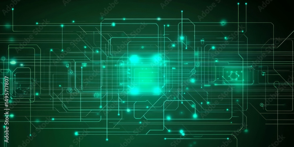 Abstract Representation of a Circuit Board with Glowing Connections Abstract Representation of a Circuit Board with Glowing Connections