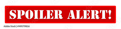 Foto Red Spoiler Alert Banner, Bold Warning Text Graphic for Media Content on Transpa