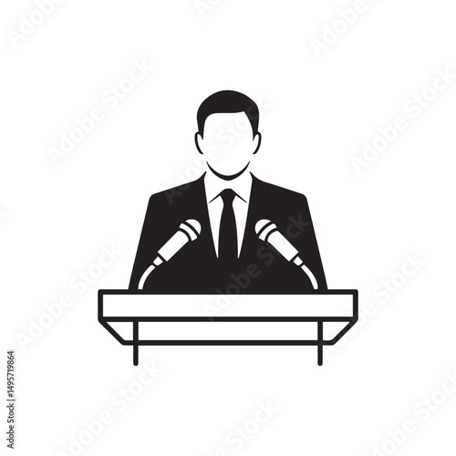 Politician Speaking at Podium Icon Vector Illustration
