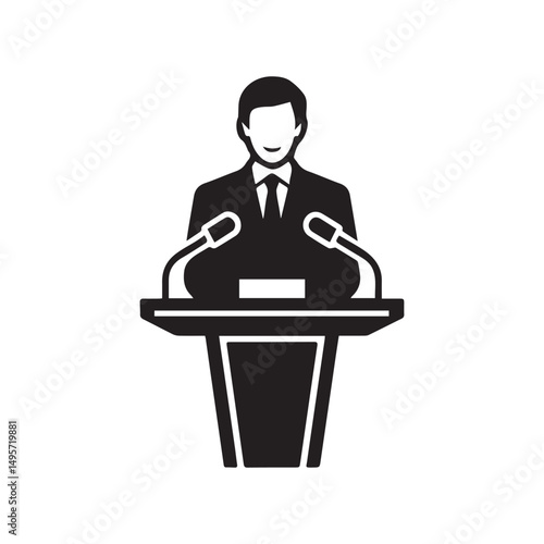 Public Speaker at Podium Vector Icon Illustration