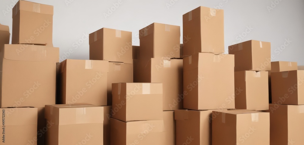 Several empty brown cardboard boxes, isolated on white , upcycle, order Several empty brown cardboard boxes, isolated on white , upcycle, order