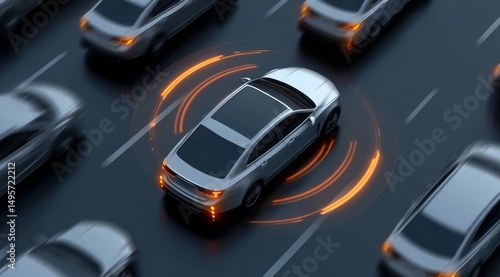 Autonomous Car with Sensor Signals on a Busy Road