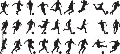 Collection of Soccer Player Silhouettes in Action