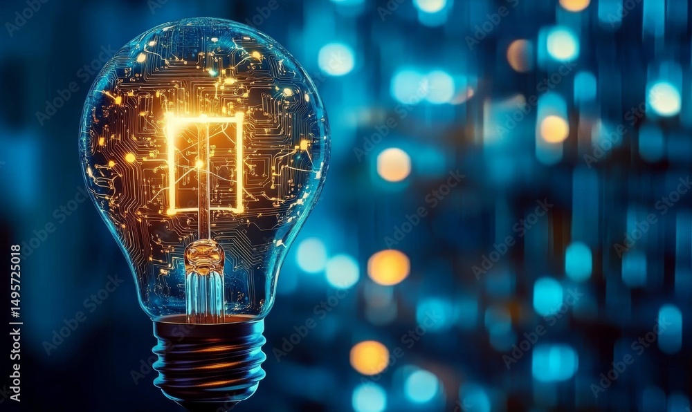 Circuit Board Light Bulb Future Tech Idea, innovation, technology Circuit Board Light Bulb Future Tech Idea, innovation, technology