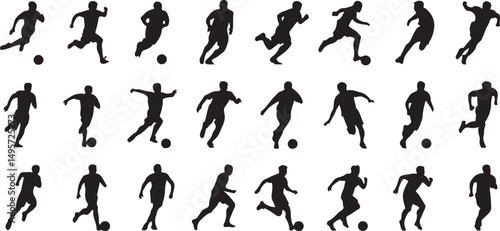 Collection of Soccer Player Silhouettes in Action