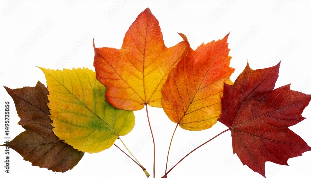Obraz premium colorful autumn leaves in various hues transparent background
