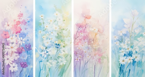 Soft Watercolor Floral Wall Art in Pastel Tones