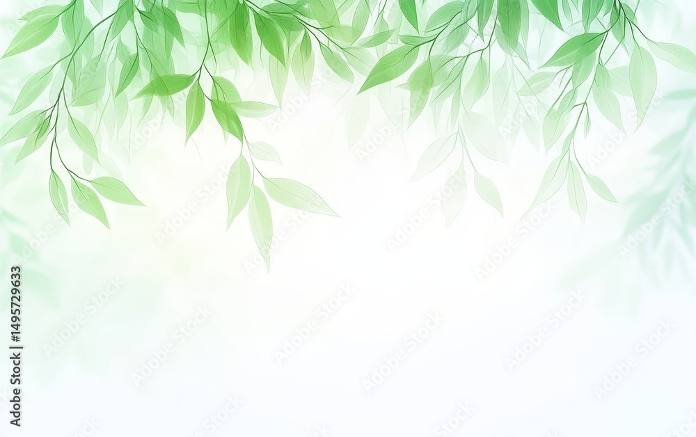Green Leaves on a Light Background Green Leaves on a Light Background