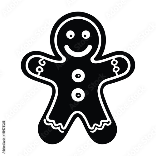 gingerbread man icon, gingerbread man silhouette vector illustration, Festive Gingerbread Cookie Silhouette