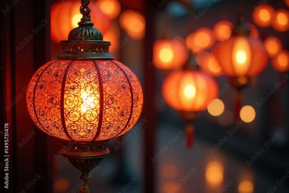 Intricate lantern display, warm golden light, ornate patterns , korean, festive, illumination Intricate lantern display, warm golden light, ornate patterns , korean, festive, illumination