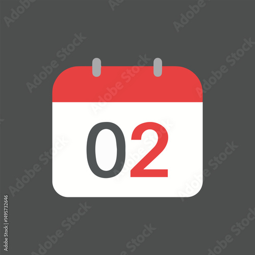Red vector calendar icon symbolizing a February 10th event reminder, ideal for illustrating important dates and appointments