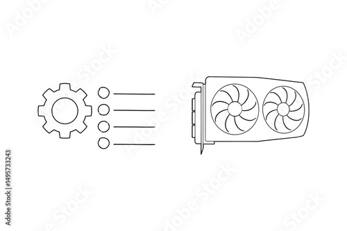 Digital technology and graphics card performance optimization workflow illustration
