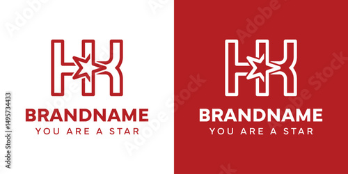 Letters HK Star Monogram Logo, representing success, freedom and premium