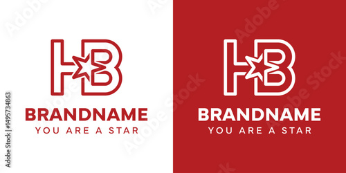 Letters HB Star Monogram Logo, representing success, freedom and premium
