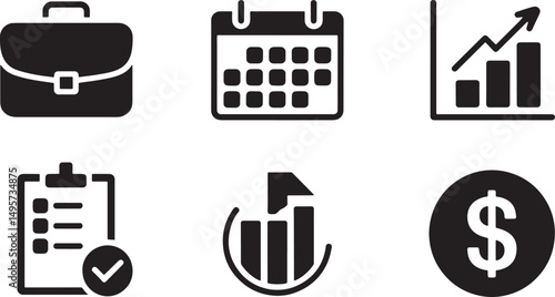 Business and finance icons illustrating concepts of planning and successful investments