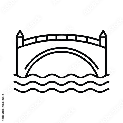 arch bridge spans water wave vector art									
