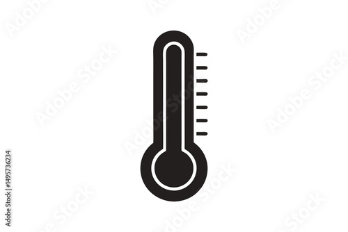 thermometer black silhouette vector, Simple silhouette Design vector icon with white background.