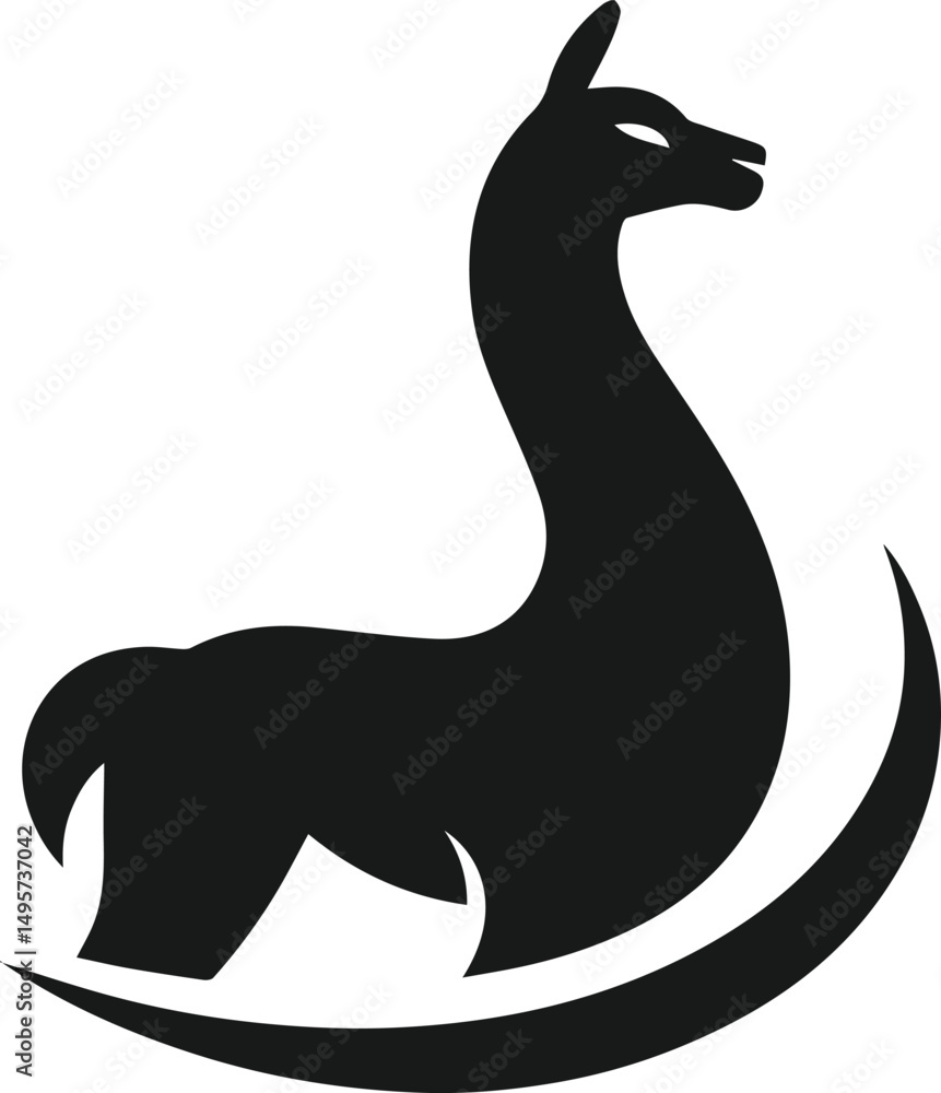 Obraz premium llama alpaca silhouette animal vector drawing