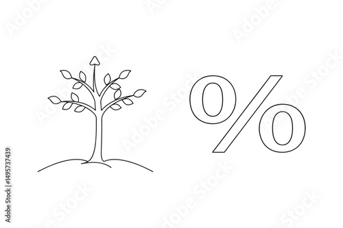 Financial growth and percentage illustration depicting economic increase concept