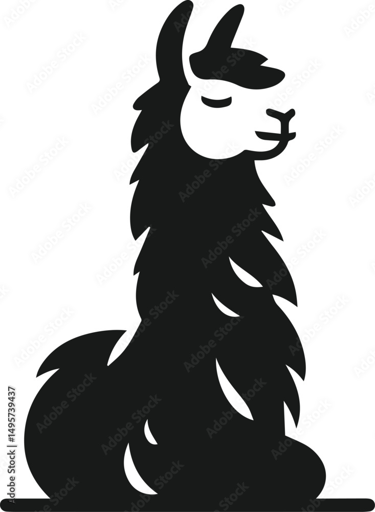 Obraz premium llama alpaca silhouette animal vector drawing